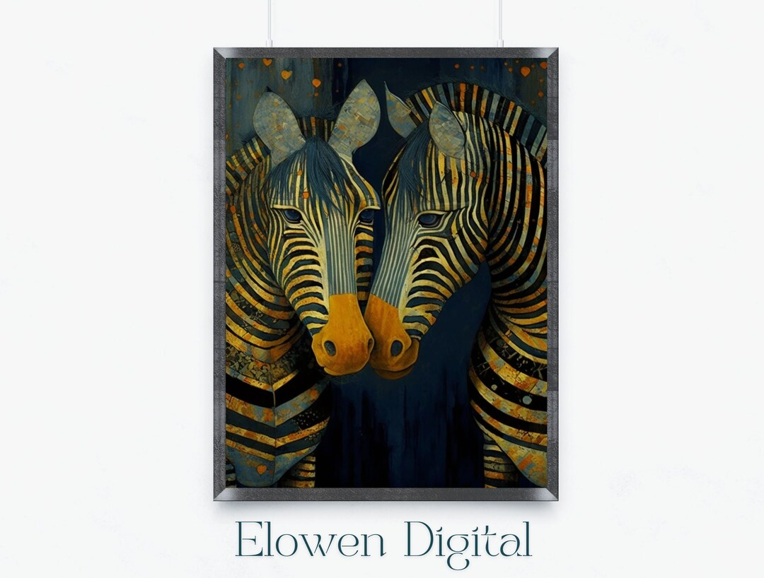 Blue Zebra Wall Decor, Art Deco Zebra Artwork, Zebra Printable Wall Art ...