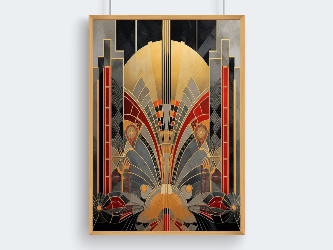 Printable Wall Art Deco Geometric Digital Print, Abstract Art Deco Wall