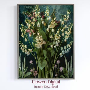 Lily of the Valley Printable Wall Art, Art Nouveau Vintage Botanical Print,  Garden Art William Morris Inspired
