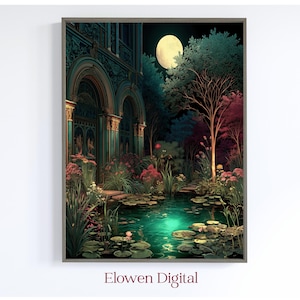 Garden Decor Poster, Art Nouveau Artwork, Garden Art Digital Prints, Large Wall Art Vintage Poster