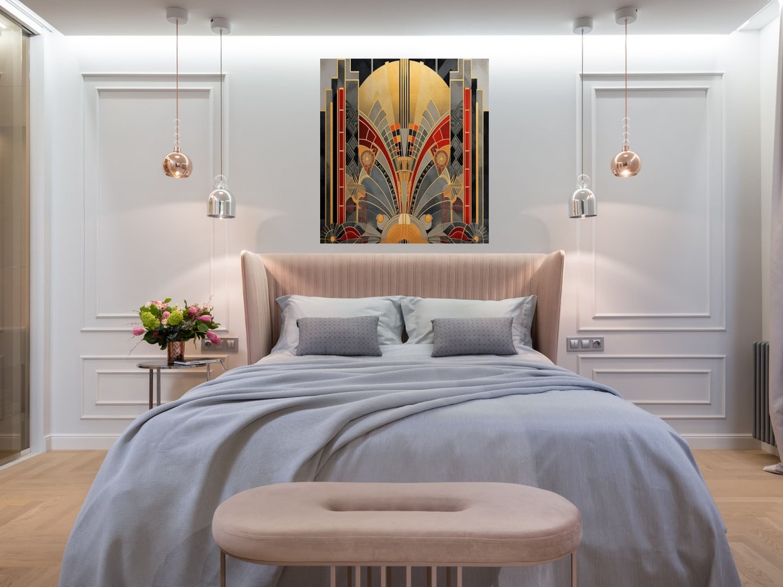 Printable Wall Art Deco Geometric Digital Print, Abstract Art Deco Wall