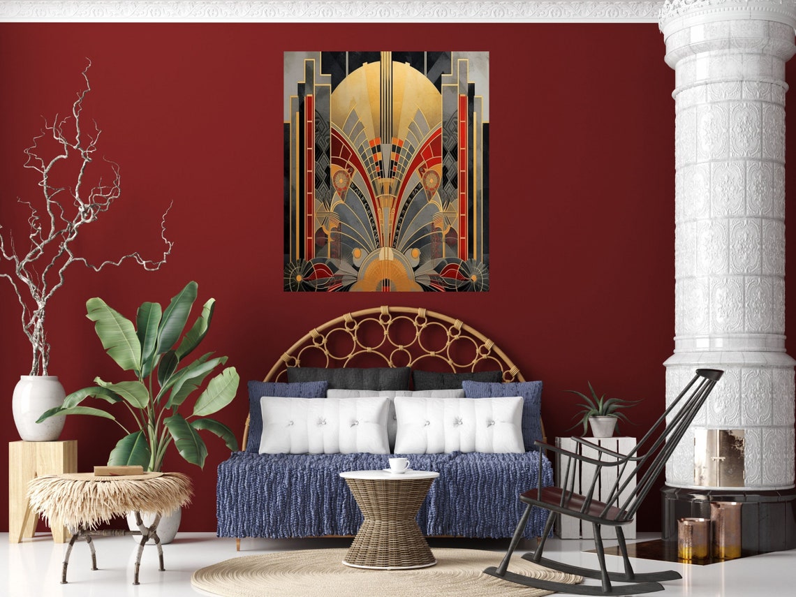 Printable Wall Art Deco Geometric Digital Print, Abstract Art Deco Wall