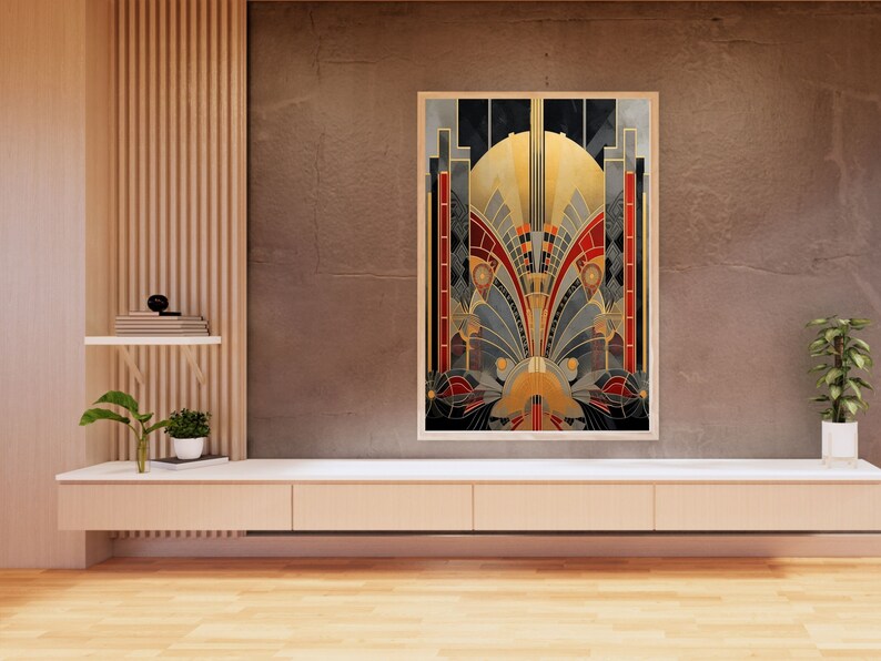 Printable Wall Art Deco Geometric Digital Print, Abstract Art Deco Wall