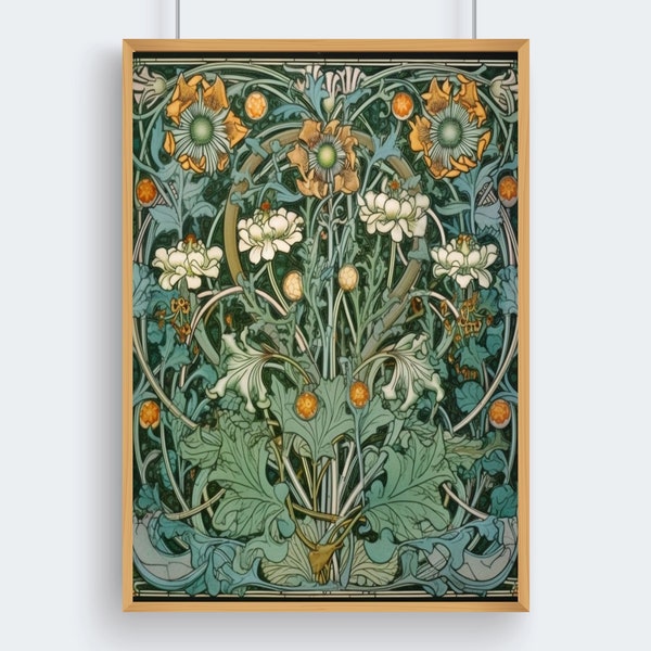 Poster Sur Toile Style William Morris 'pigeon' - 20 X 30 Cm - Décoration Murale Chambre, Bureau - Toile Imperméable - 3