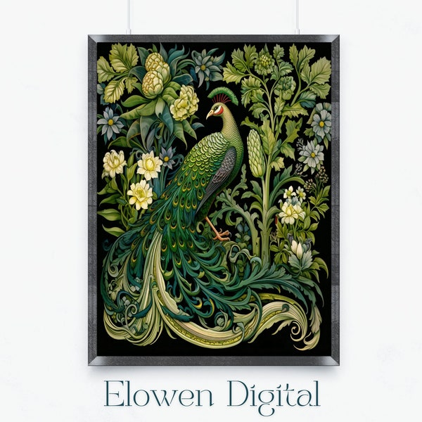 William Morris Style Jugendstil-Druck, Blumendrucke, Art-Deco-Drucke, Herunterladbare Kunstdrucke Garten, Vintage Botanische Drucke
