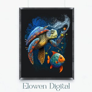 Turtle Downloadable Prints Nursery Art, Turtle Ocean Art, Turtle Printable Wall Art,