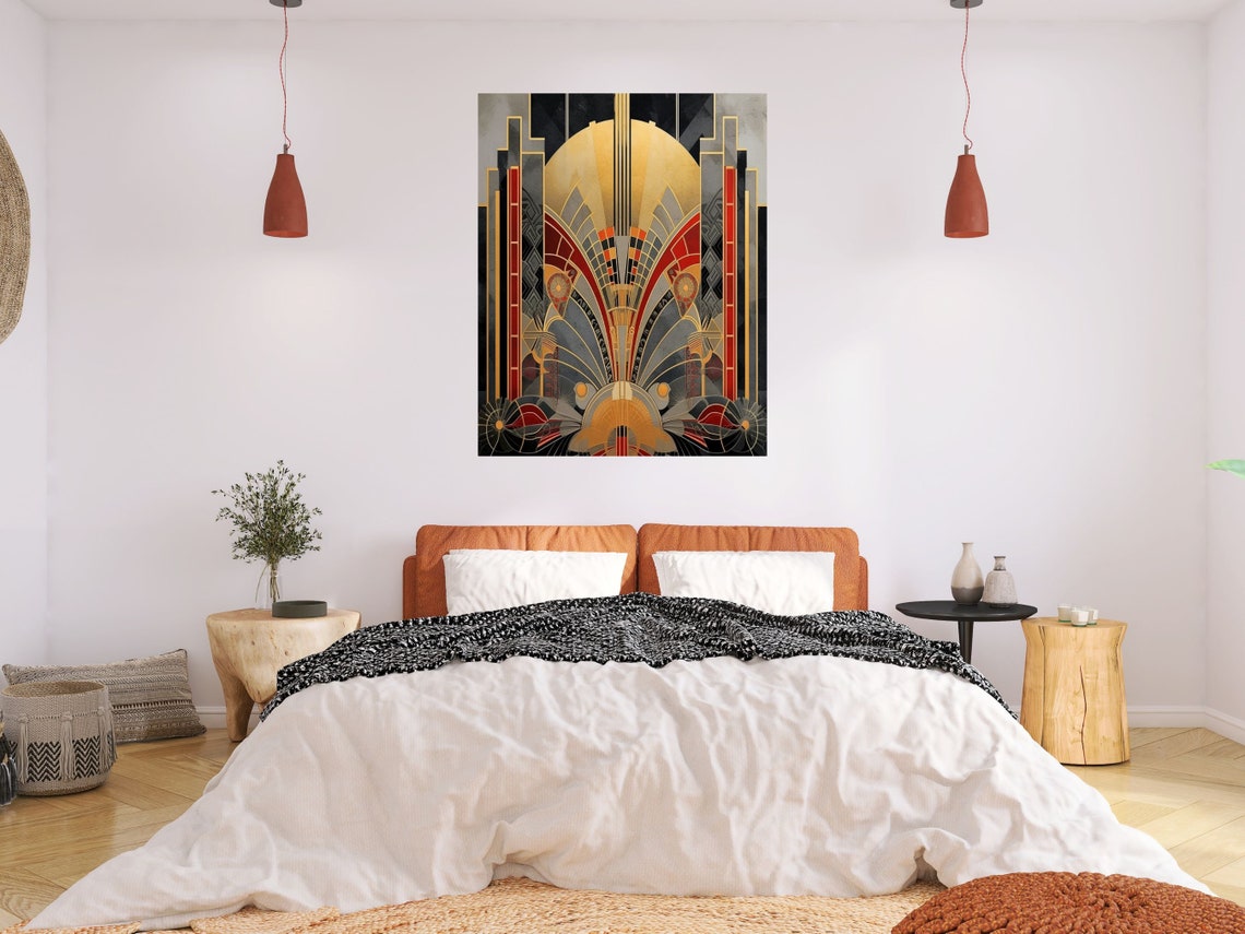 Printable Wall Art Deco Geometric Digital Print, Abstract Art Deco Wall