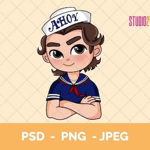 Stranger PSD, Steve Harrington, PNG en JPEG voor digitale download