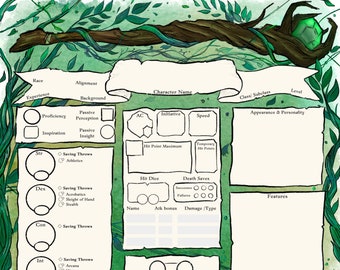 Secret Grove / DnD Character Sheet PDF / Dnd Character Journal / Dungeons and Dragons / Tabletop RPG / D&D Journal / TTRPG