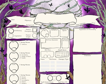 Lunar Fey / Dnd Character Sheet PDF / 5e Character Sheet Druid DnD Warlock Character Sheet / Circle of the Moon / Character Journal