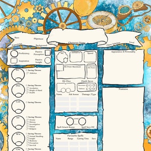 Tinkerer /  Artificer Dnd Character Sheet 5e / Artificer Character Sheet PDF / Dungeons and Dragons / Tabletop RPG / D&D Journal