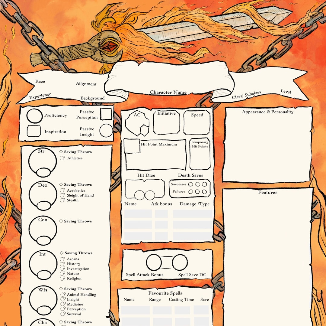 Inferno / Dnd Character Sheet PDF / Dnd 5e Character Sheet Druid Dnd