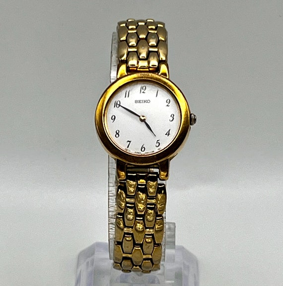 Seiko Vintage 90’s Ladies Round Gold and White ton