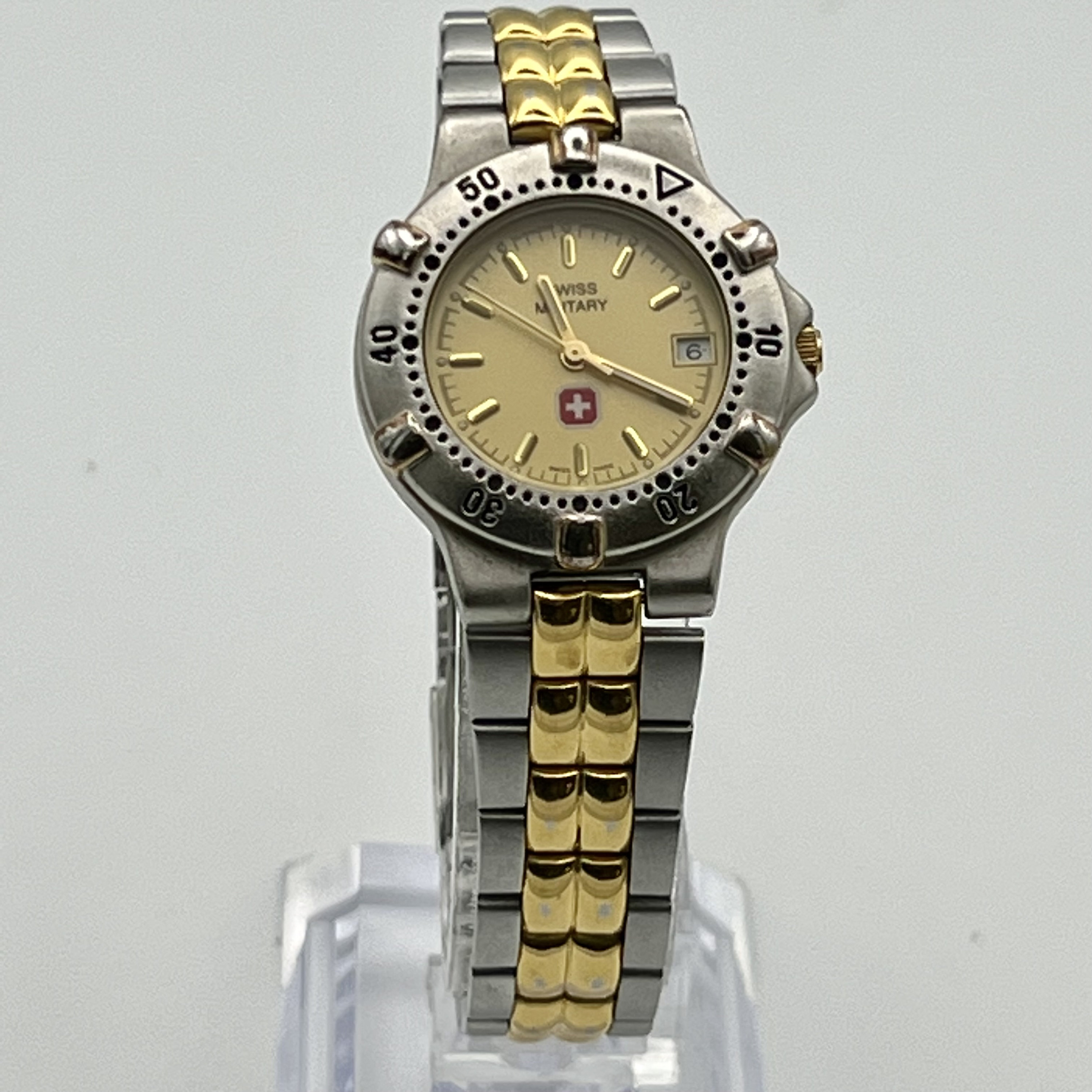 Swiss Military Gold and Silver Tones Round Ladies Watch Working Etsy