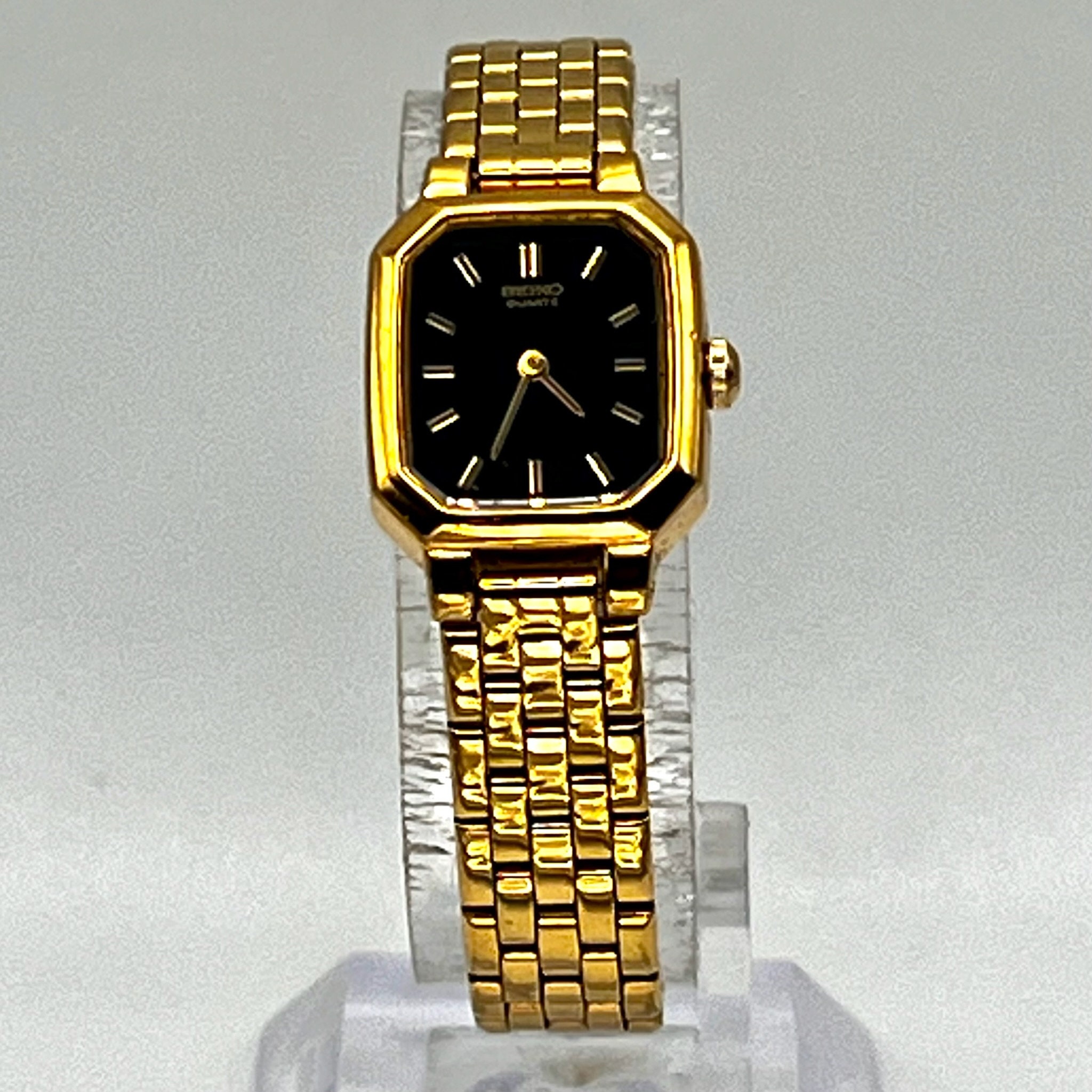 Vintage Seiko Gold-Tone Octagonal Watch with Black Dial Vintage Seiko “Cocktail” Octagon An elegant fusion of  main image 4