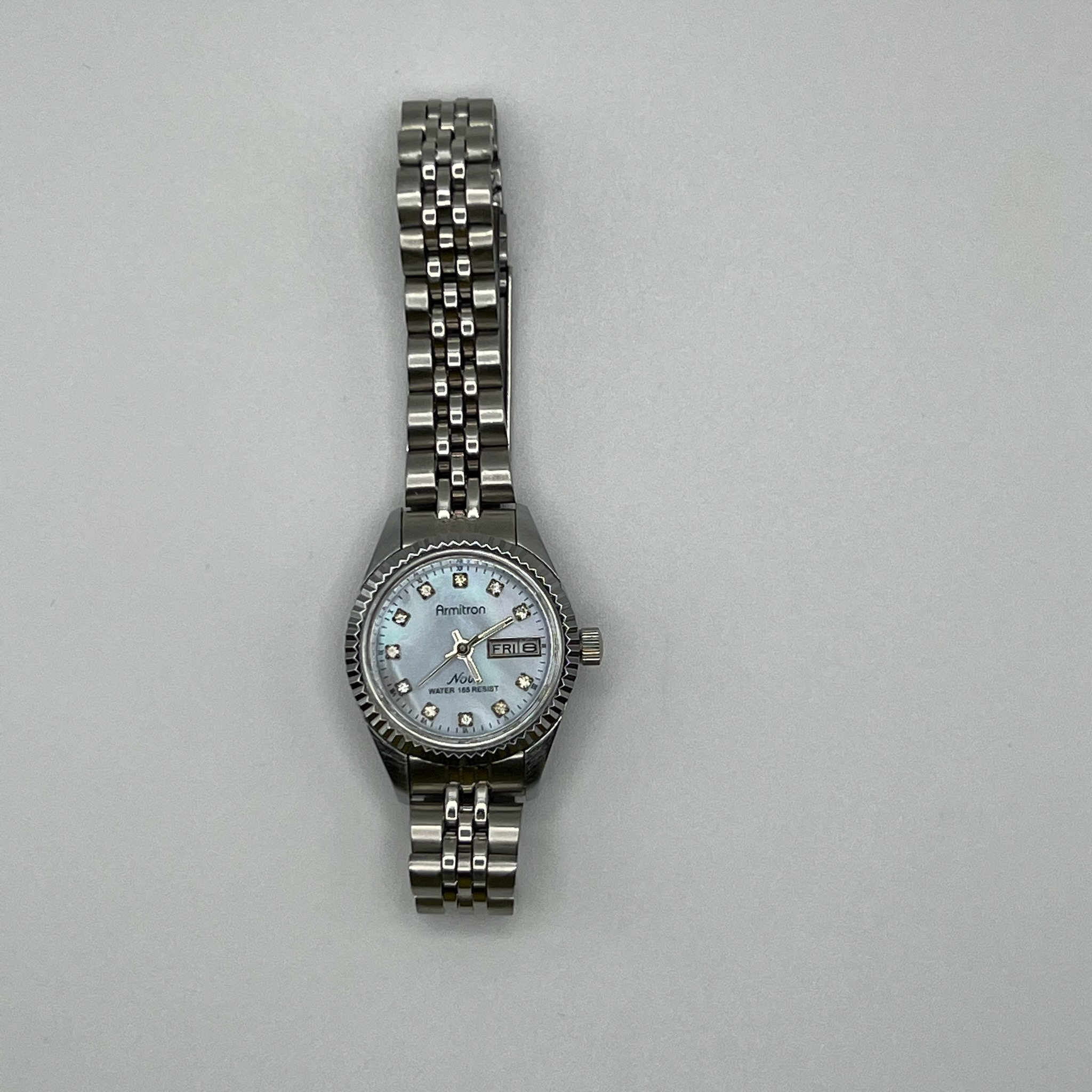 Vintage Armitron Now MOP and Crystals Silver Watch Working Etsy