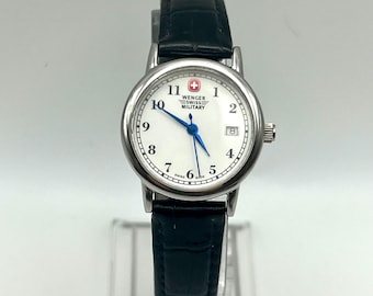 Vintage 90's Wenger Swiss Military Watch Ladies : White and Black tones Working