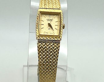 Vintage 90's Orion Ladies Watch : Gold tone Rectangular Cocktail Dress Working