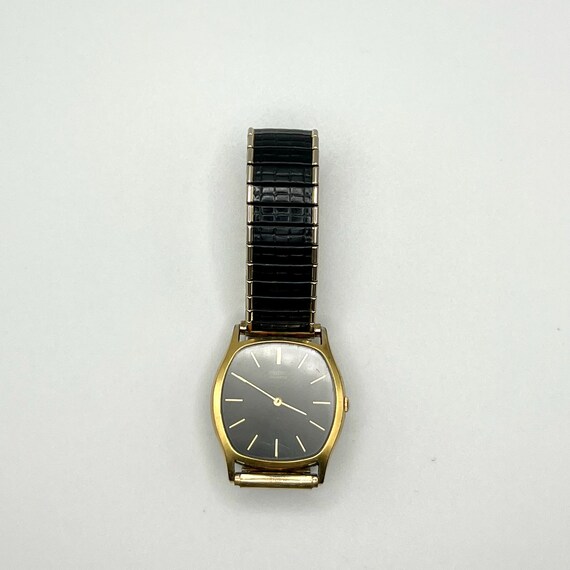 Seiko Vintage Unisex Black and Gold Rectangular W… - image 5