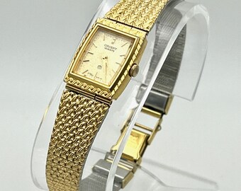 Vintage Merit ladies rectangular gold tone watch NEW BATTERY Merit Gold Tone  main image 4
