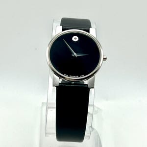 Movado Museum Classic Black and Silver Ladies Watch Working