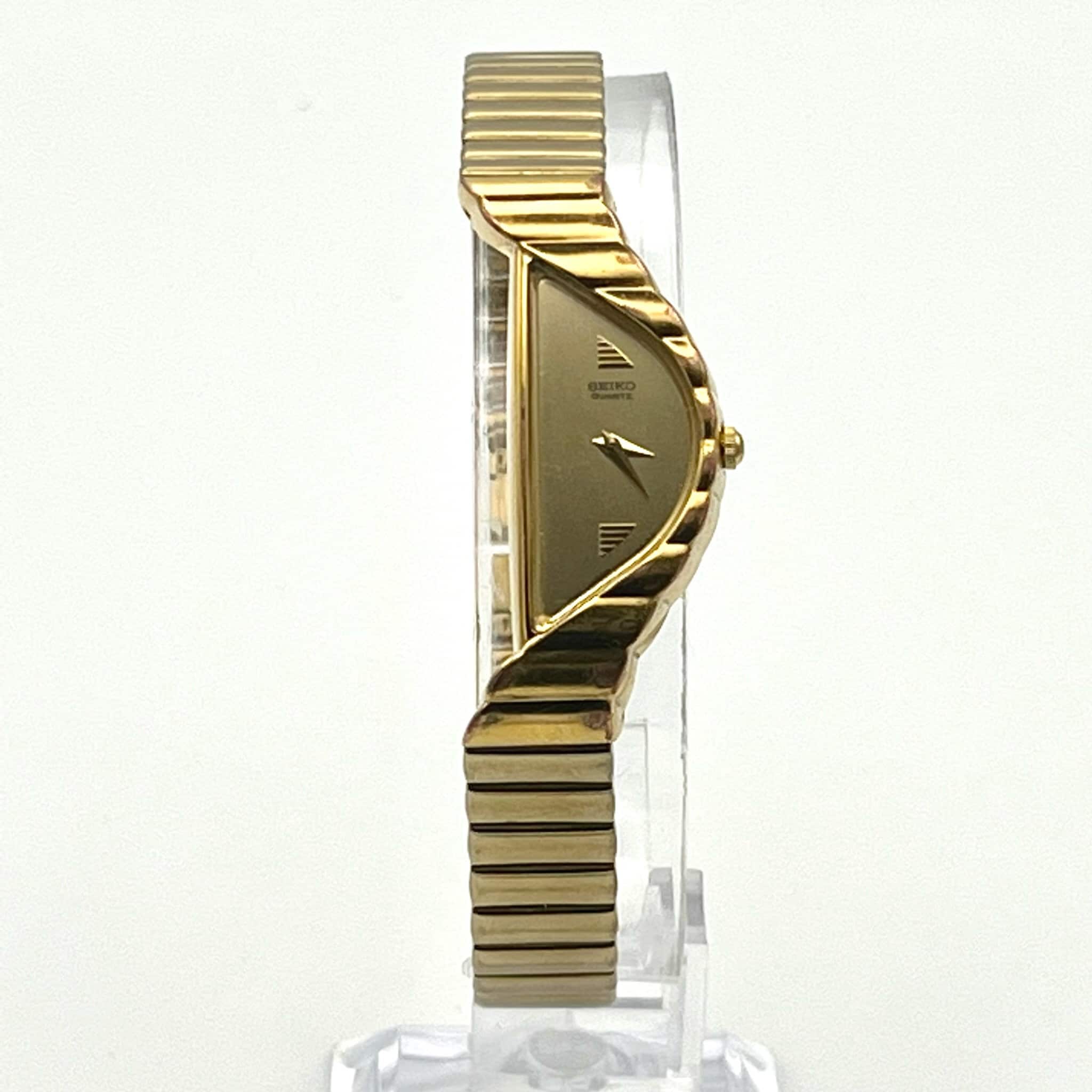 Seiko Vintage Ladies Gold Asymmetrical Piano Half Moon Watch