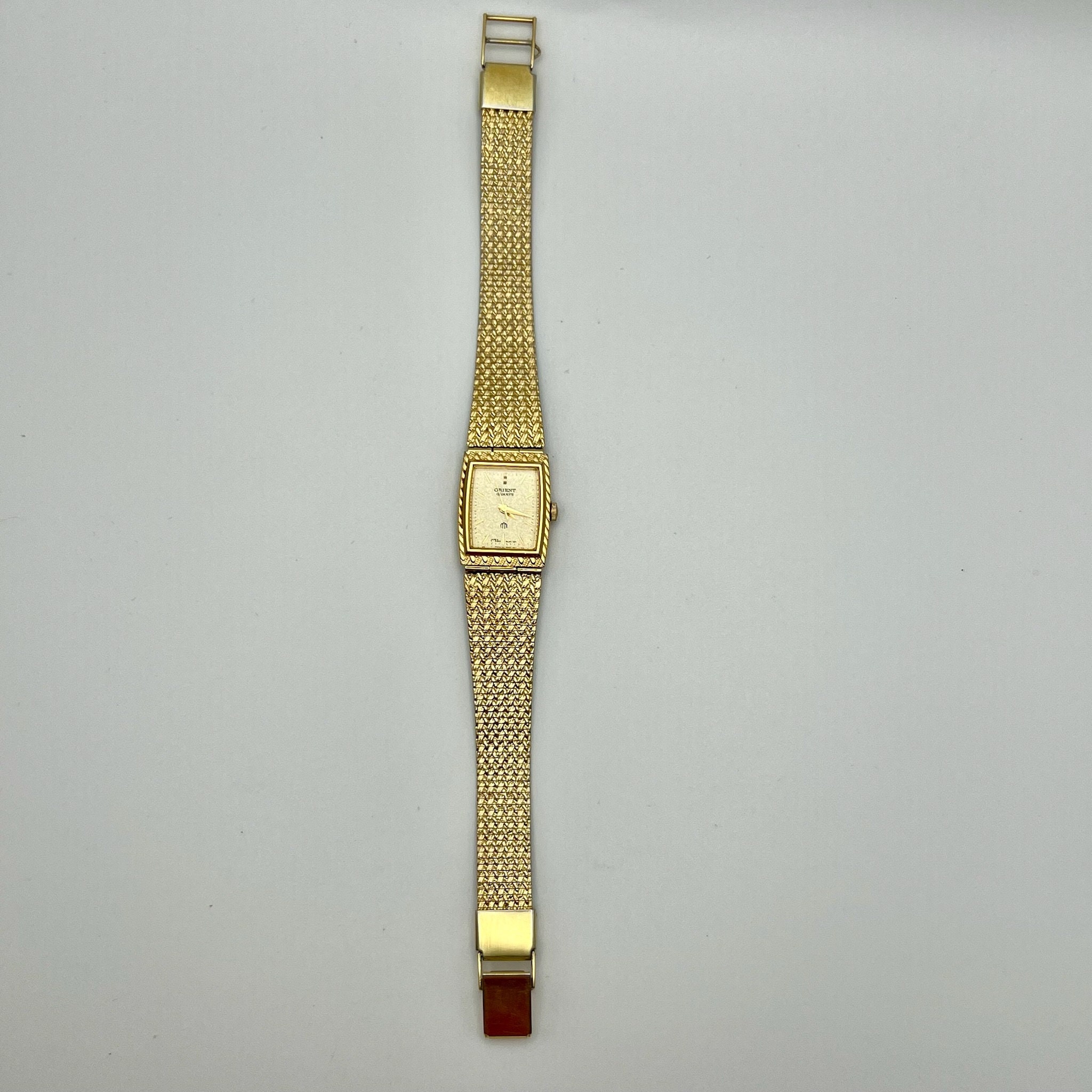 vintage Orient gold bracelet Watch 時計 Orient Gold Plated Vintage 90's Gold Tone Rectangular Ladies