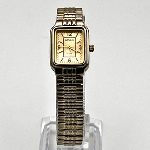 Benrus Vintage 90's Petite Square Gold tone Ladies Watch Working