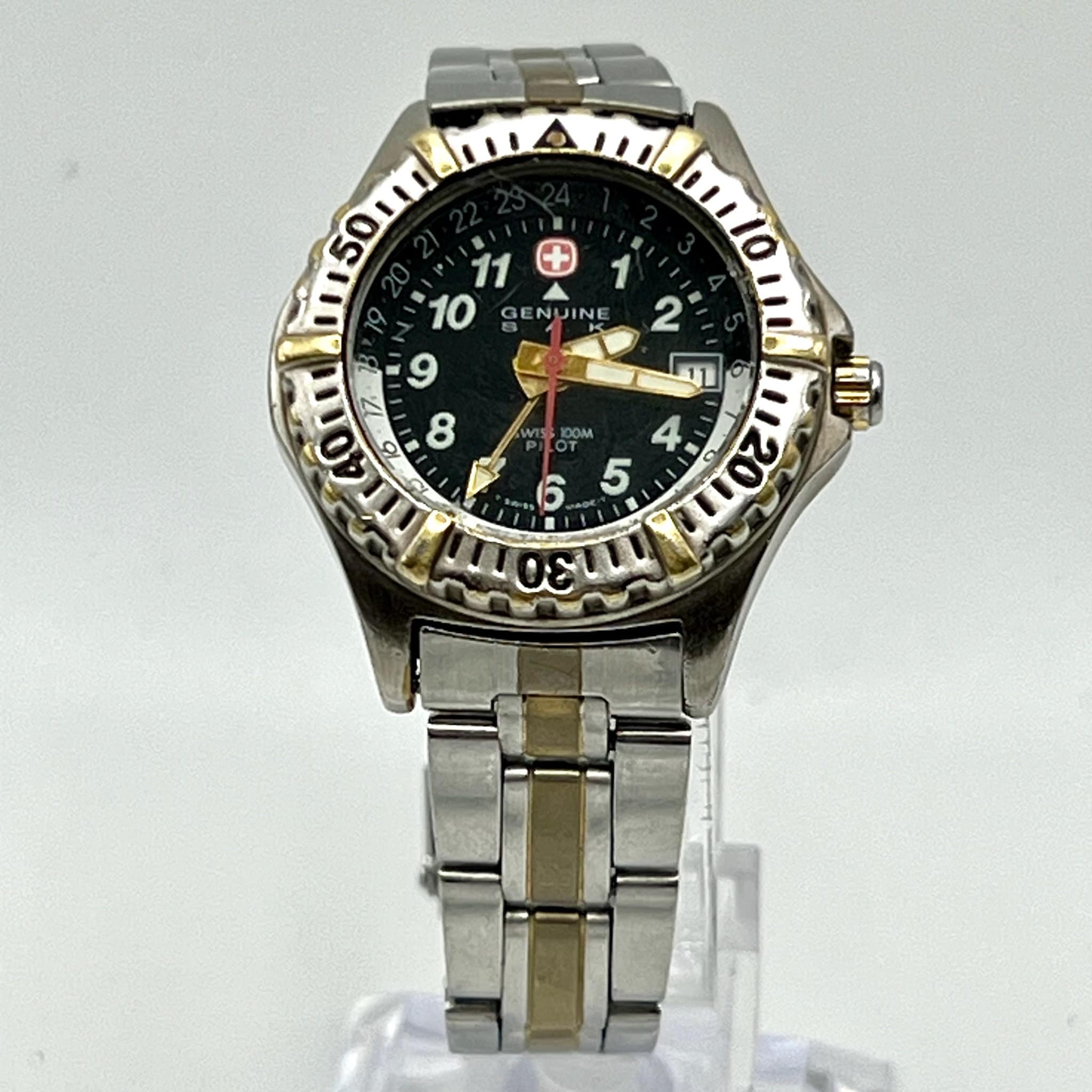 Vintage Wenger 90s Ladies Diver Swiss Military Round  Watch Working Swiss Army Wenger Ladies Black Dial Vintage 1990 main image 4