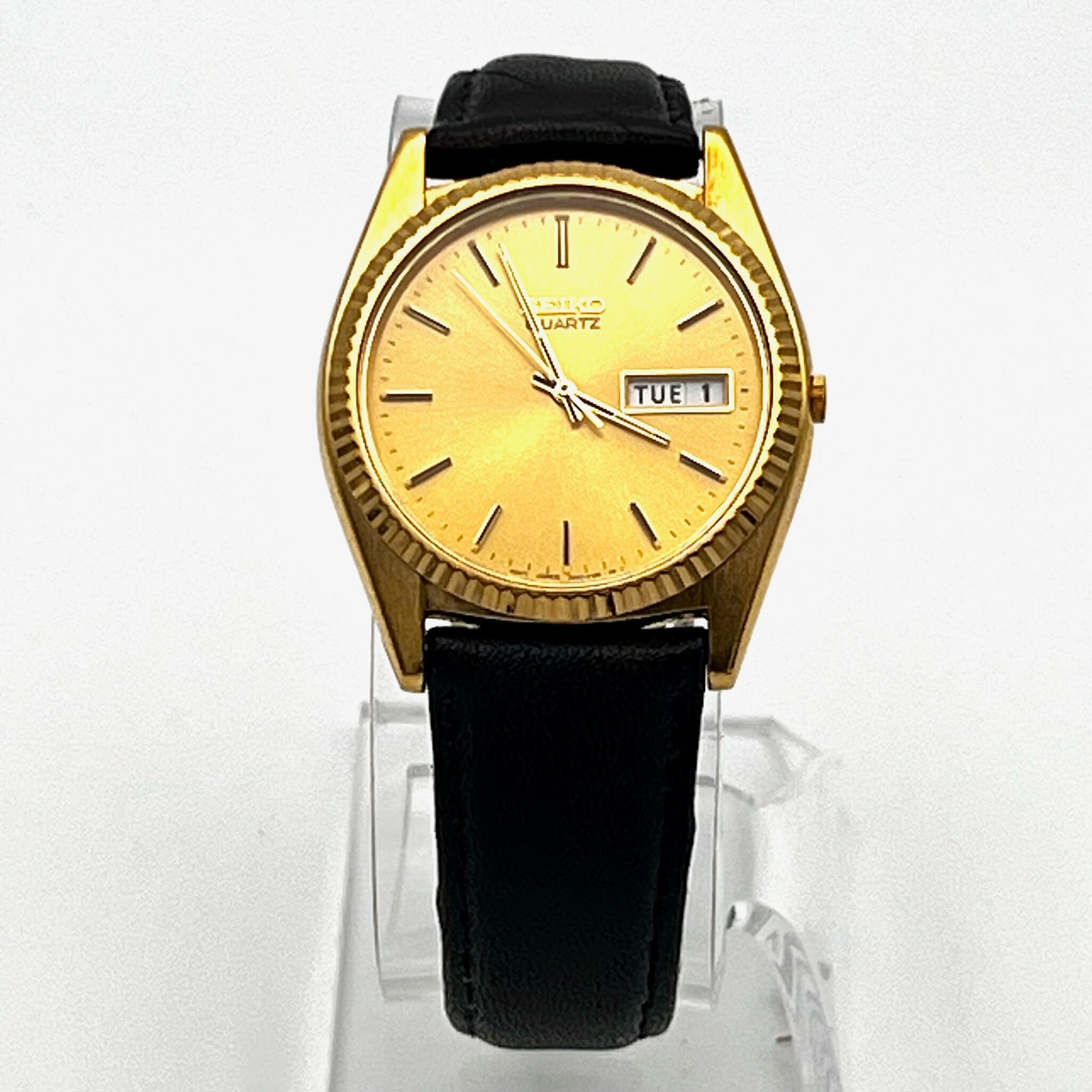 Seiko Vintage 90er Jahre Runde Gold Ton Pr sident Modell Herrenuhr