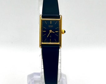 Citizen Vintage Tank Gold Tonos negros Reloj para mujer Trabajando Nueva correa de cuero