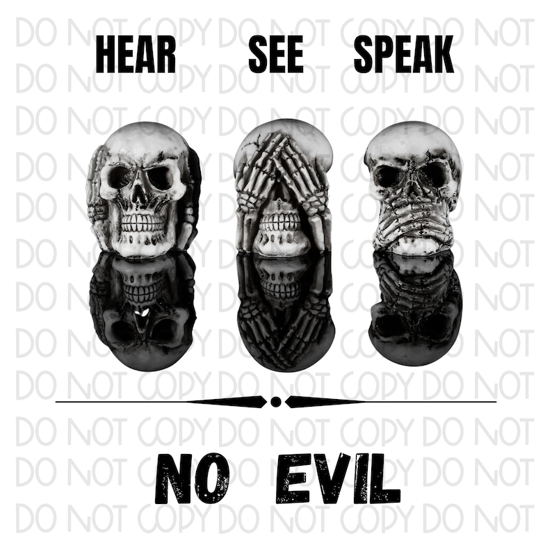 Hear Speak See No Evil Png, Hear No Evil Png, Speak No Evil Png, See No Evil Png, Skull Png Etsy