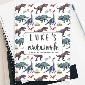 Personalized Kids Sketchbook Dinosaur Custom School Notebook with Name Dino Artbook Gift Journal Children Diary Birthday Art Gift Ideas Boys