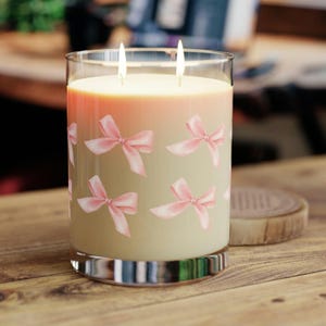Coquette Scented Candles Pink Bow Luxury Gift Wife Candle Glass Spa Soy Candle Bridal Shower Candle Fine Oil Lavender Sister Birthday Gift
