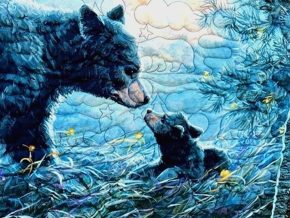Mama and Baby Bear Throw Sized Quilt 59"x69"