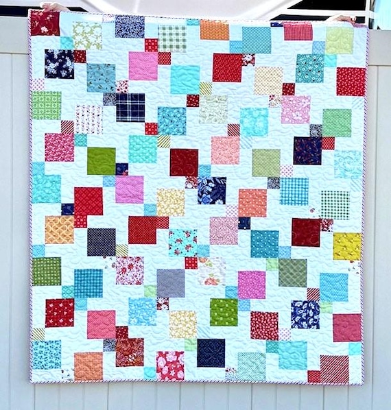 Disappearing 9 Patch Throw Size Quilt 50"x56"