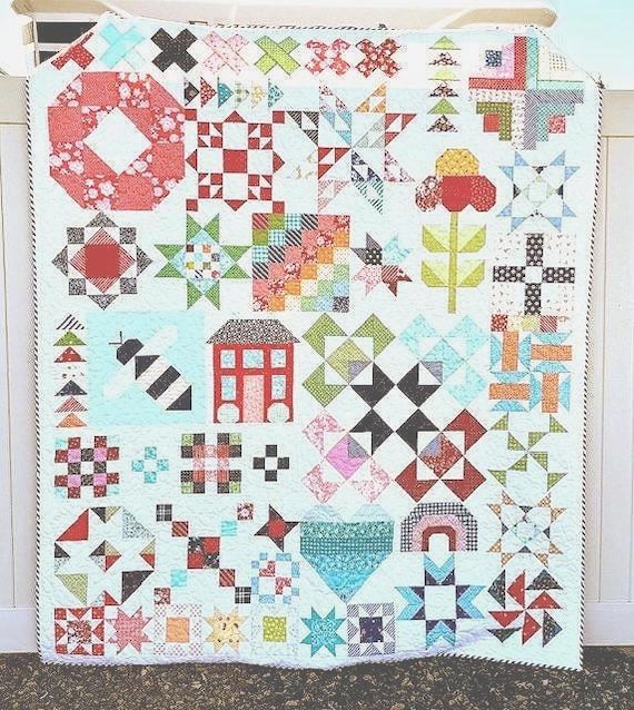 Shine On Sampler Throw Size Quilt 68"x80"