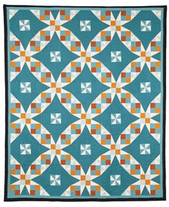 Bubble Lights Throw Quilt, Modern Handmade Quilt (64"x76")