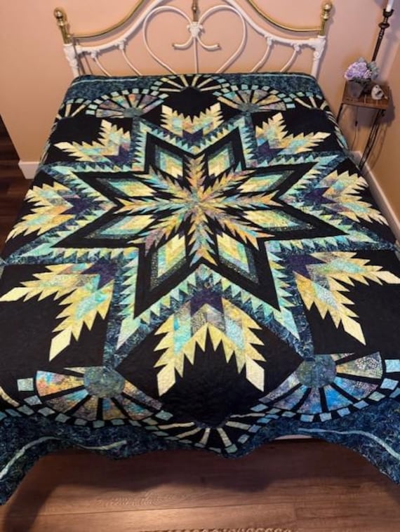 Steampunk Fairytale Twilight Kaleidoscope Queen Size Art Quilt 98"x98"