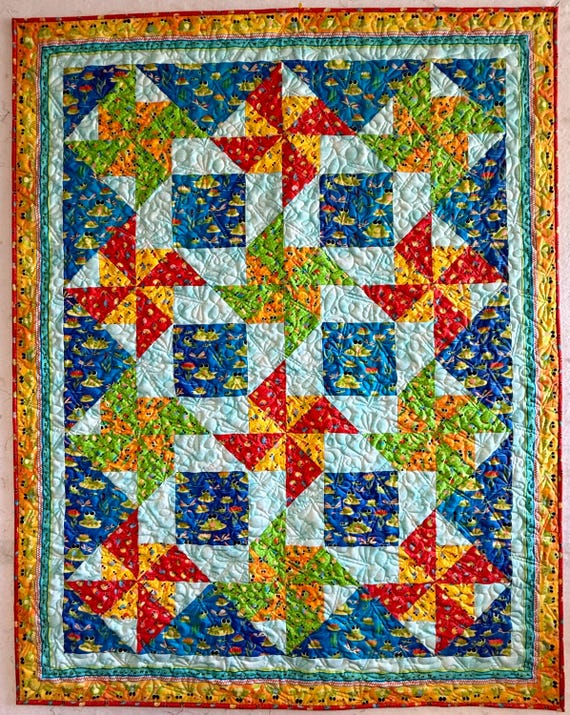 At The Pond Handmade Baby Quilt 44”x56”