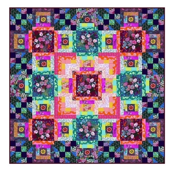 Made my Day handmade, floral, full size quilt  84"x84" Ready to Ship
