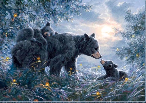 Mama and Baby Bear Throw Sized Quilt 59"x69"