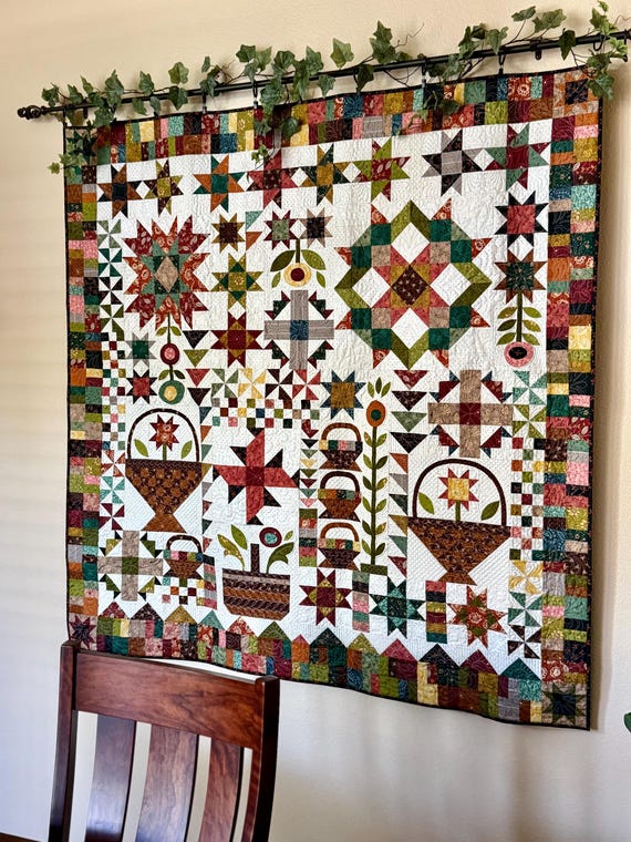 Brimming Over Wall Hanging Sampler Quilt 58"x58"