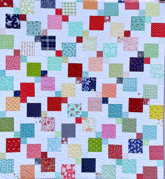 Disappearing 9 Patch Throw Size Quilt 50"x56"