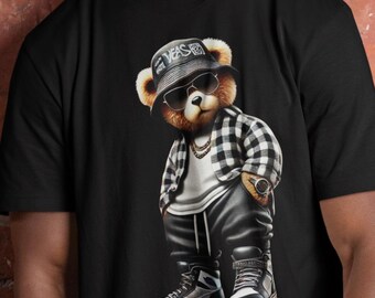 Urban Teddy Bear T-Shirt: Streetwear Hip Hop Design