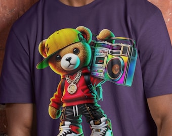 Urban Teddy Bear Hip Hop Tee: 100% Cotton Streetwear