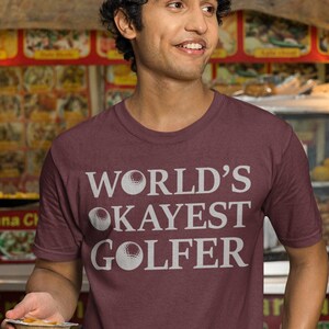 Worlds Okayest Golfer T-Shirt Funny Golfing Shirt Golf Tee Golf Shirt Funny Gifts for Dad Family Mens Ladies Womens T-shirt funny golf shirt