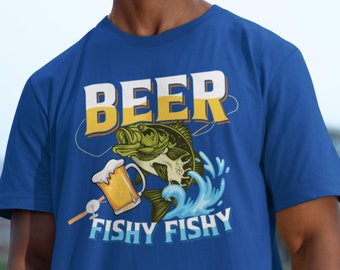Fiskefiske T-shirt med öl: Ordvitsfiskare Graphic Tee