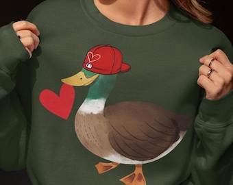 Sudadera de caza de patos, regalo de feliz día de San Valentín, jersey divertido de cuello redondo, regalo perfecto para ella, sudadera unisex, camiseta del día de San Valentín