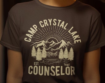 Camp Crystal Lake T Shirt Venerdì 13 Vintage Jason Horror Movie Voorhees Camicie Camp Counselor Tee anni '80 Grafica Estate 1980 Horror Movie